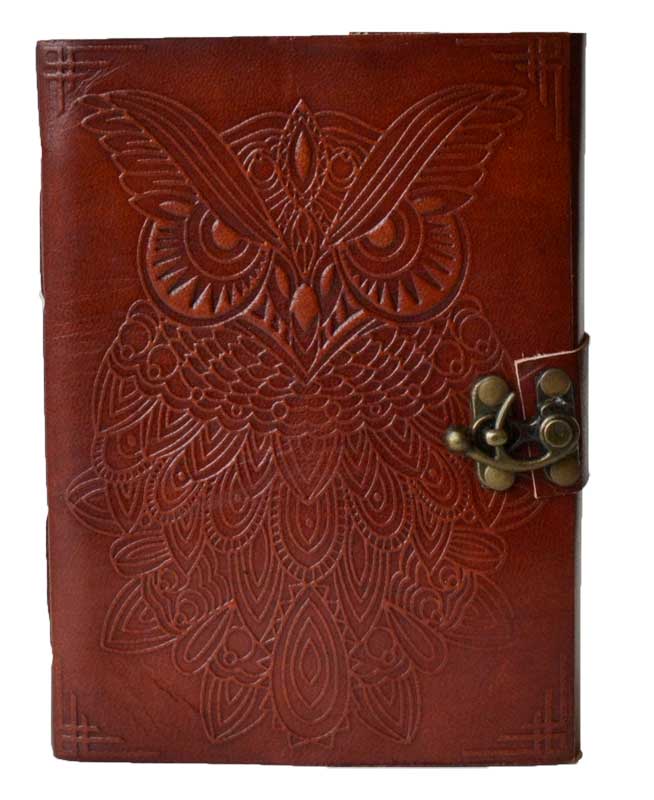 5" x 7" Owl leather blank journal w/ latch