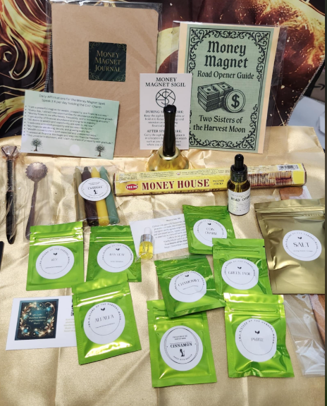 Money Magnet Road Opener Spell Kit removes obstacles + amplifies prosperity with sacred oils, charms & intention.