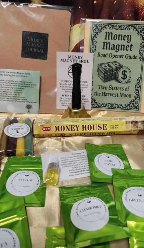 Money Magnet Road Opener Spell Kit removes obstacles + amplifies prosperity with sacred oils, charms & intention.