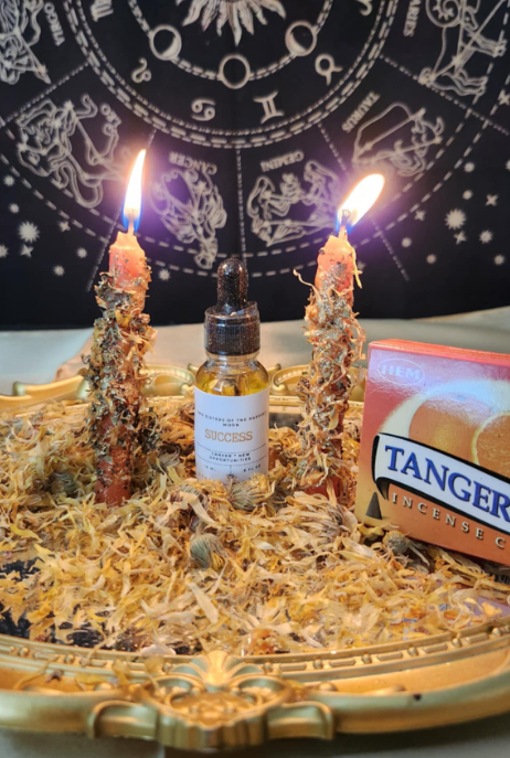 Success Candle Magick Ritual - Attract Job Opportunities & New Business Success - Spell Candles and Ritual Oil Kit