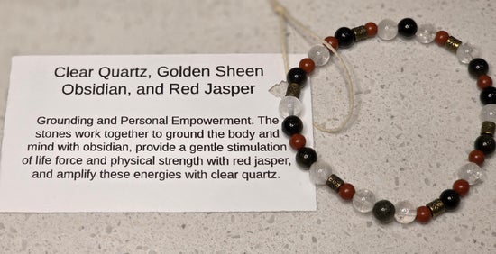 Clear Quartz/ Golden Sheen Obsidian/ Red Jasper