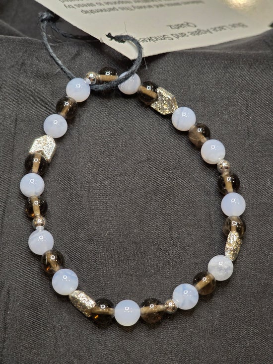 Blue Lace Agate/ Smokey Quartz
