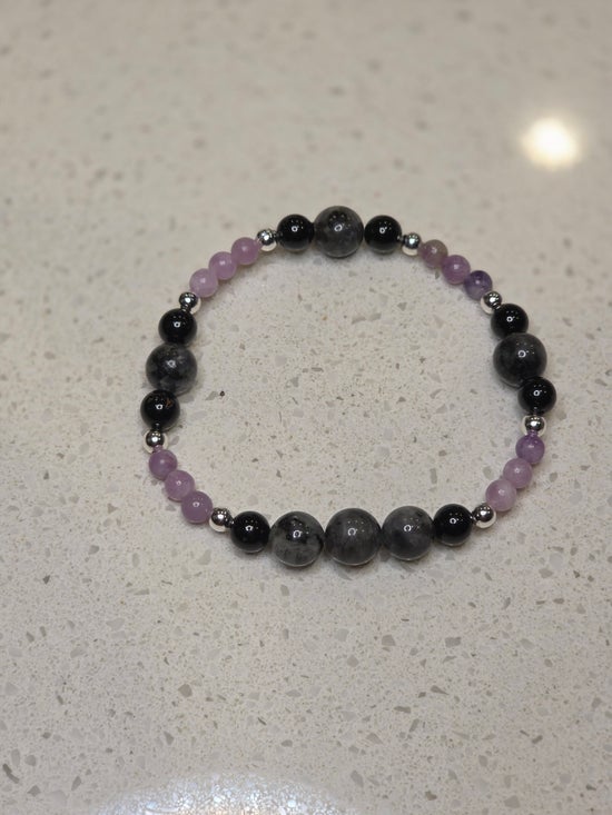 Black Tourmaline/ Larvikite/ Lepidolite