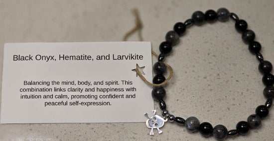 Black Onyx/ Hematite/ Larvikite
