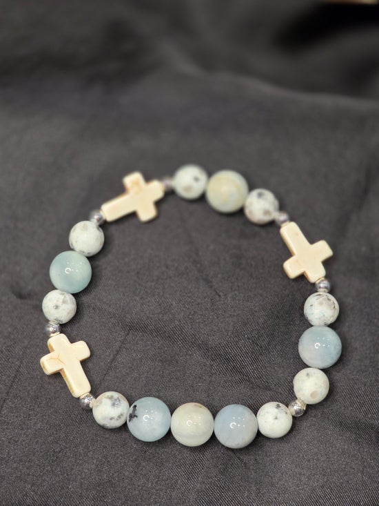 Aquamarine/ Howlite/ Kiwi Jasper