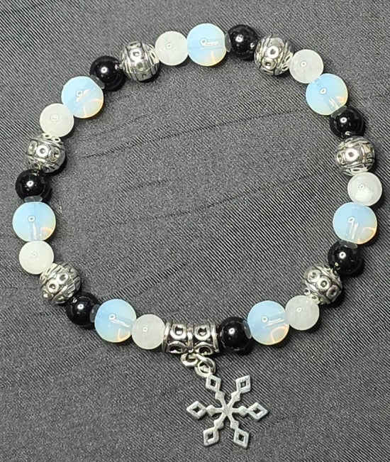 Black Obsidian/ Opalite/ White Jade