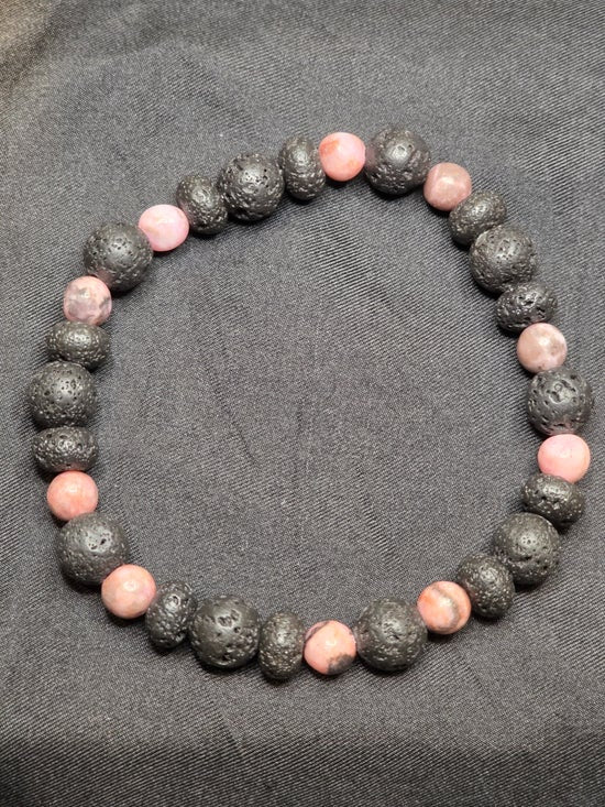 Lava Rock/ Pink Zebra Jasper