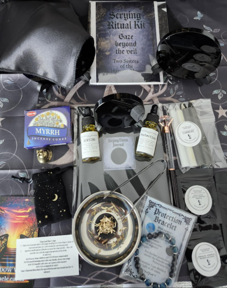 Scrying Ritual Kit - Powerful Black Obsidian Mirror - Divination - Shadow Work - Spell Kit