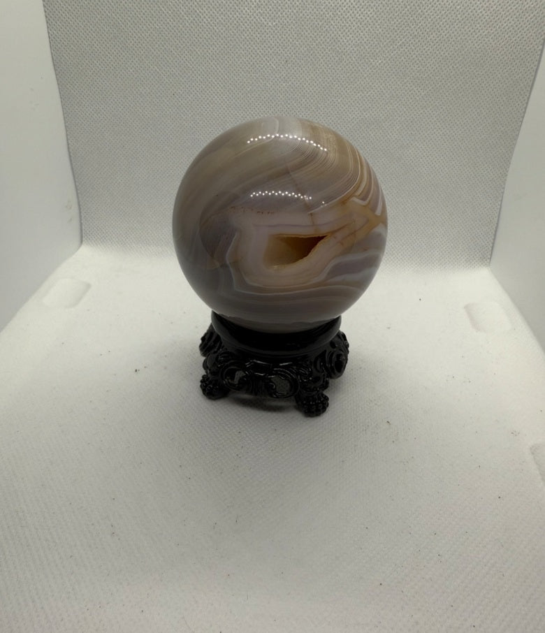 Druzy Agate Quartz Sphere w/Stand