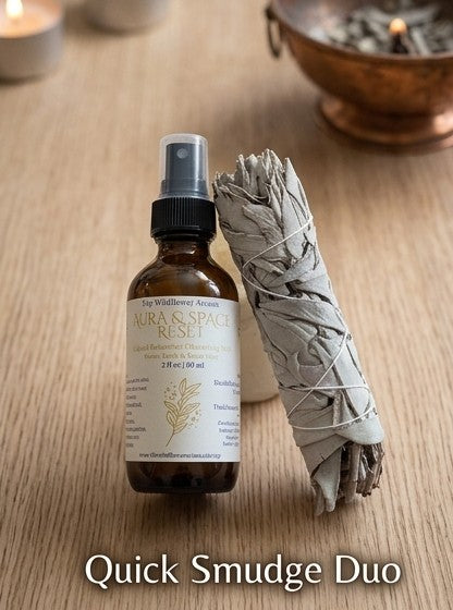 Sweet Sanctuary Cleansing Kit | Orange Vanilla Space Spray, Dressed Sage Tea Lights, Crystal Set, White Sage Smudge | Energy Clearing Ritual
