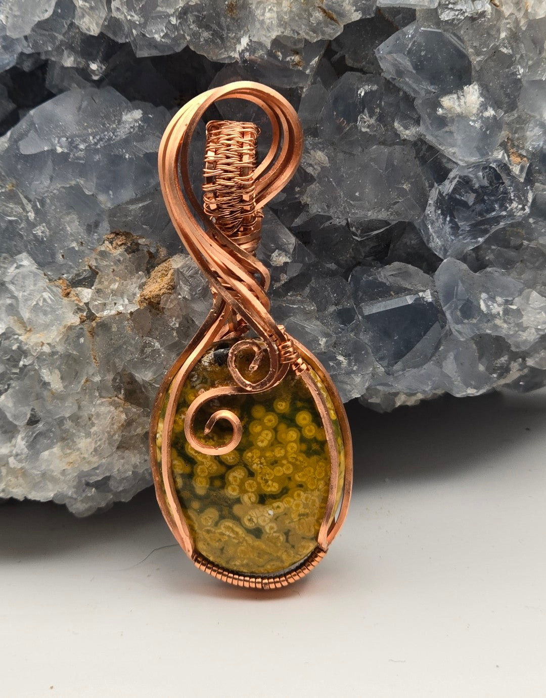 Orbicular Ocean Jasper Pendant- Yellow