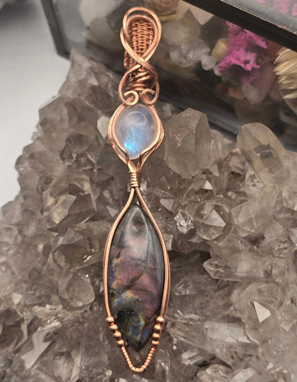 Sunset Labradorite &amp; Moonstone Pendant