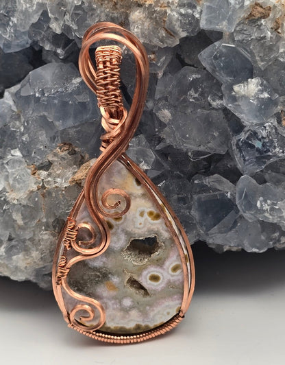 Druzy Orbicular Ocean Jasper Pendant
