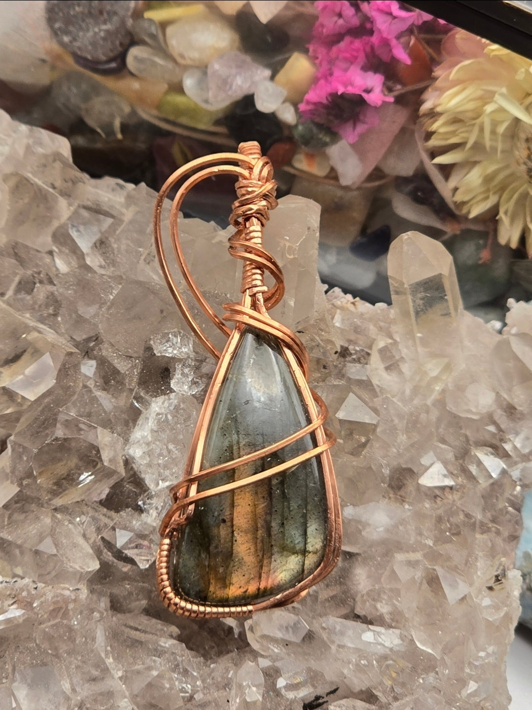 Labradorite Pendant- Orange Flash