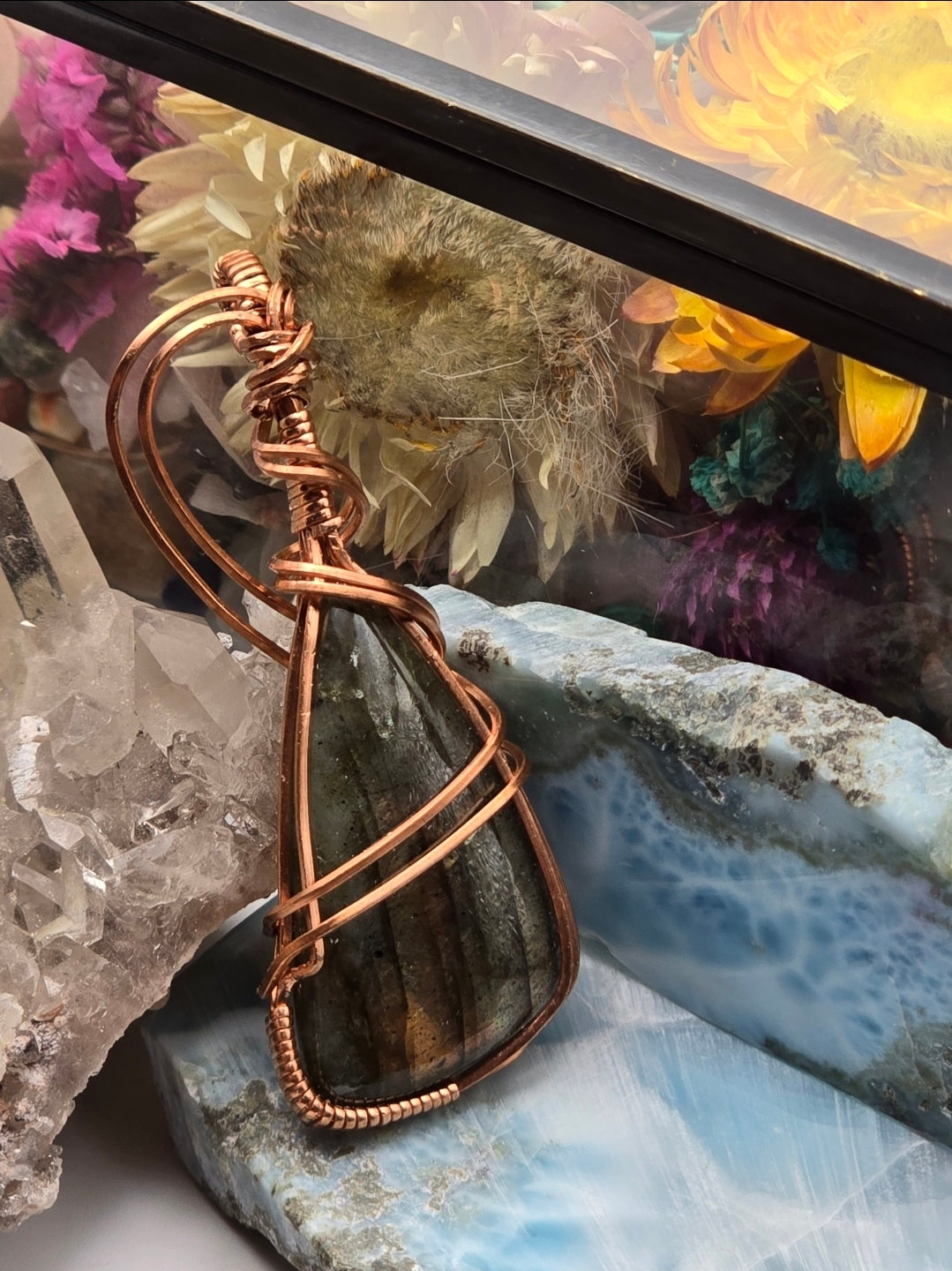 Labradorite Pendant- Orange Flash