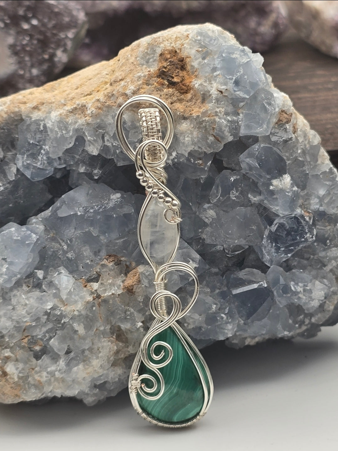 Malachite and Moonstone Pendant