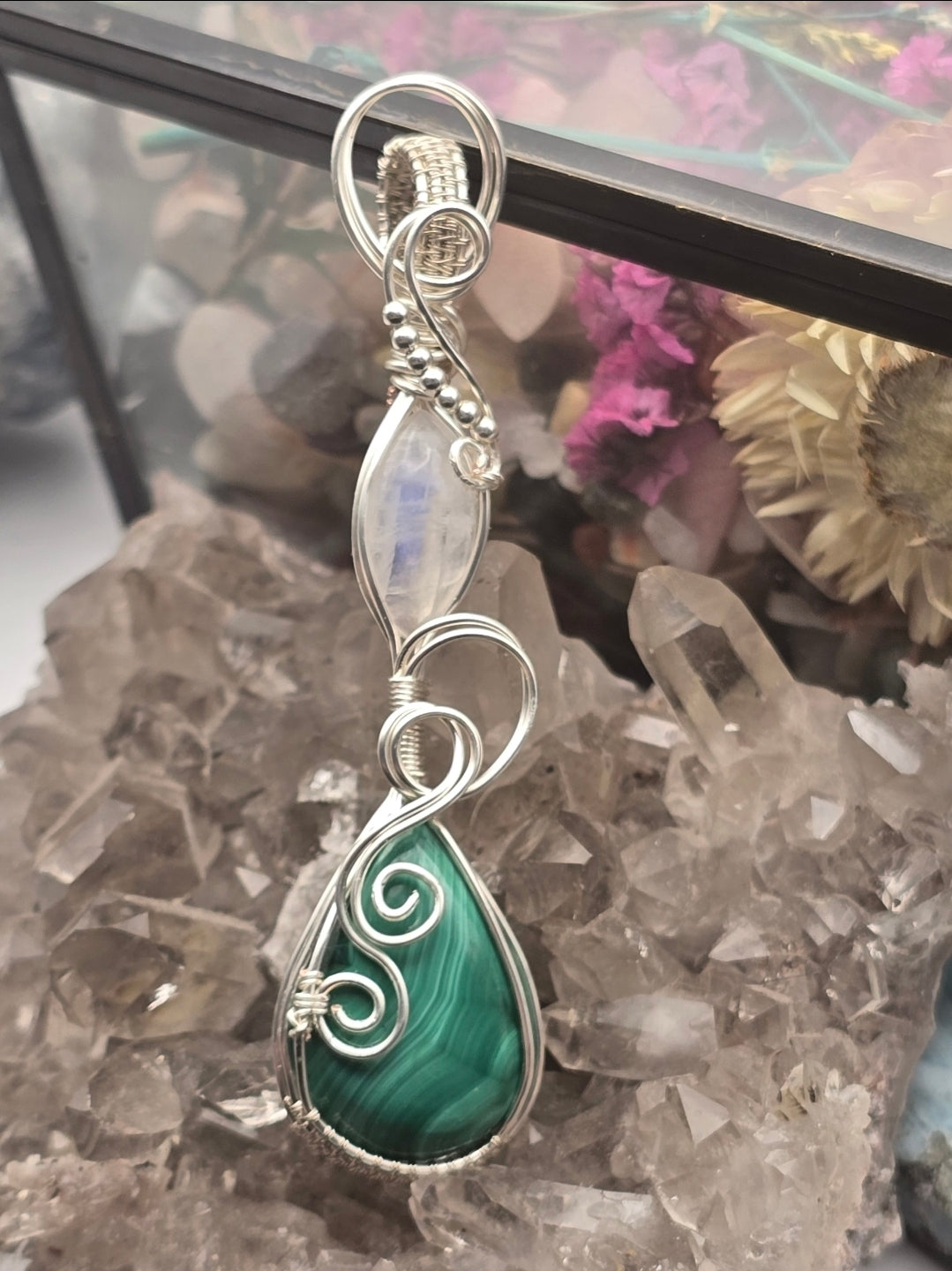 Malachite and Moonstone Pendant