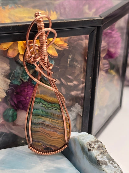 Enchanted Layers Seam Agate Copper Pendant