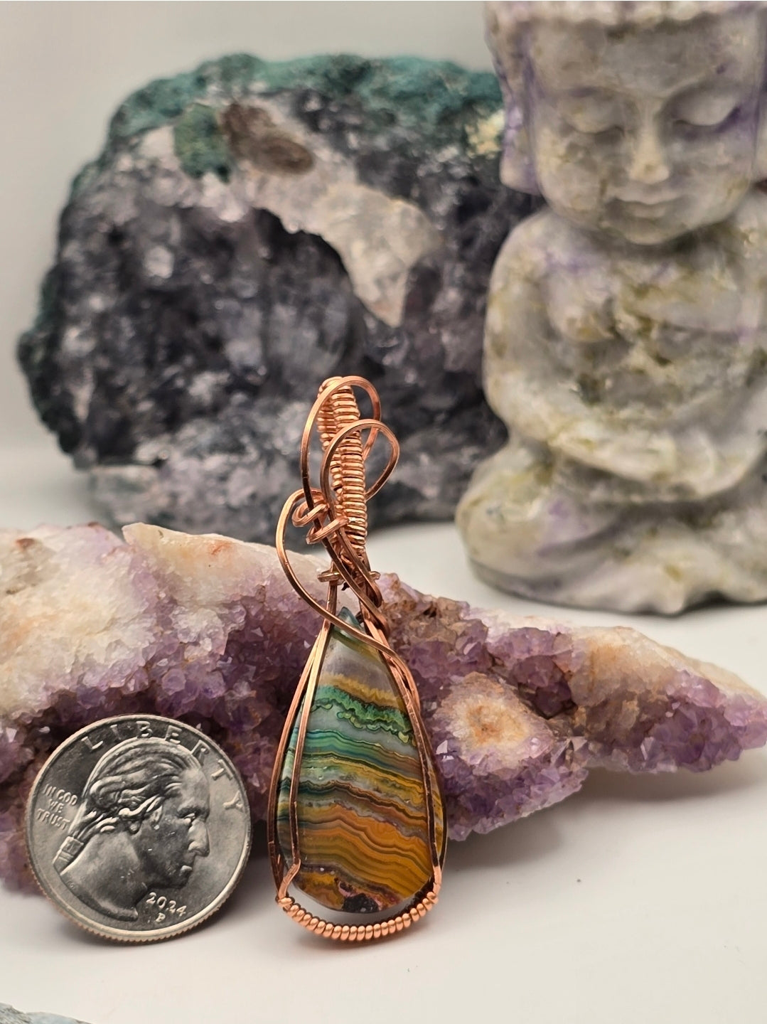 Enchanted Layers Seam Agate Copper Pendant