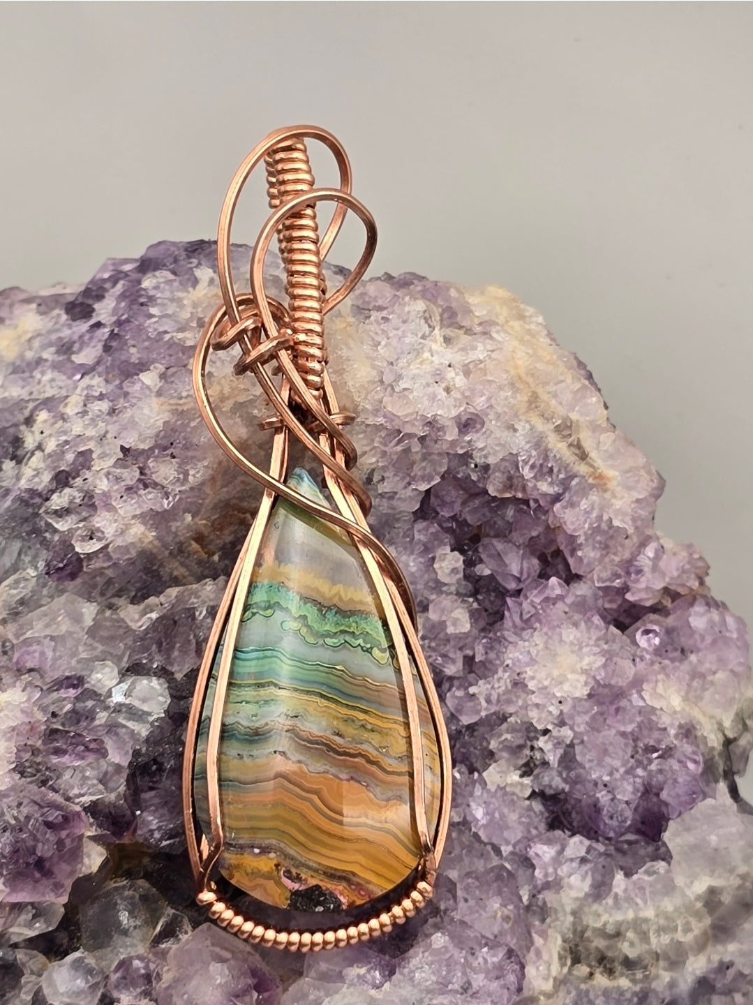 Enchanted Layers Seam Agate Copper Pendant