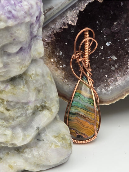 Enchanted Layers Seam Agate Copper Pendant