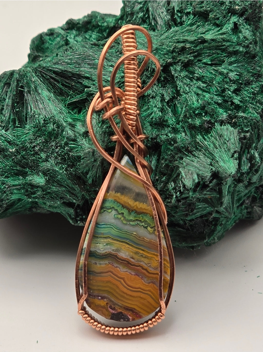 Enchanted Layers Seam Agate Copper Pendant