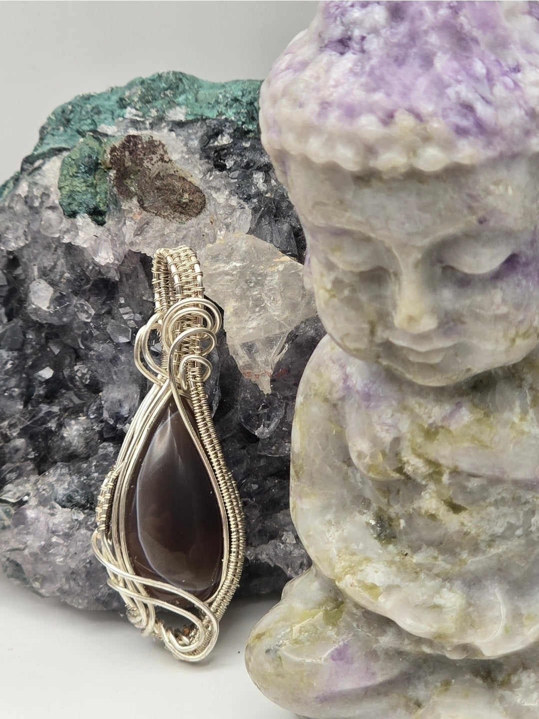 Agate Nightveil Teardrop Pendant
