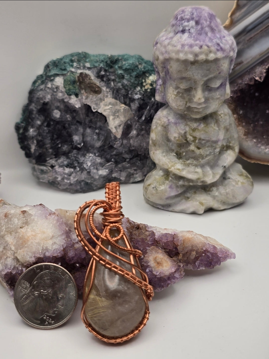 Rutilated Quartz Sunthread Pendant