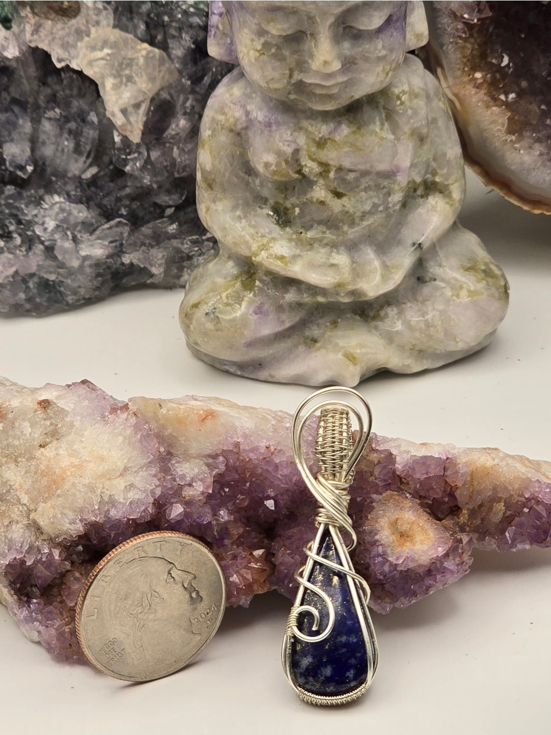 Lapis Celestine Drop Pendant