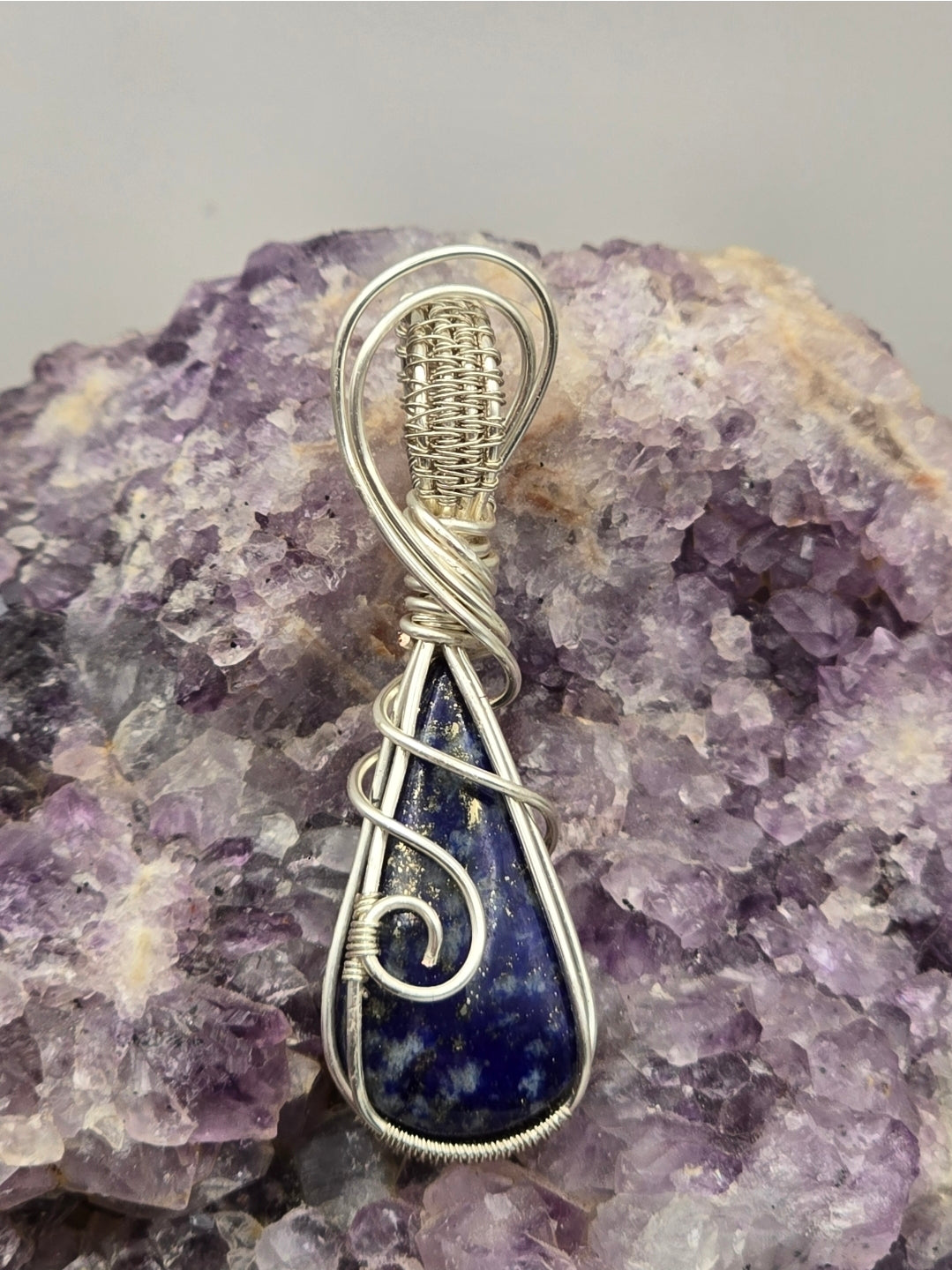 Lapis Celestine Drop Pendant