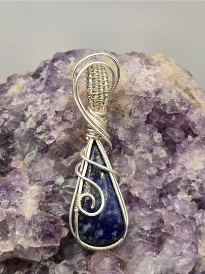 Lapis Celestine Drop Pendant