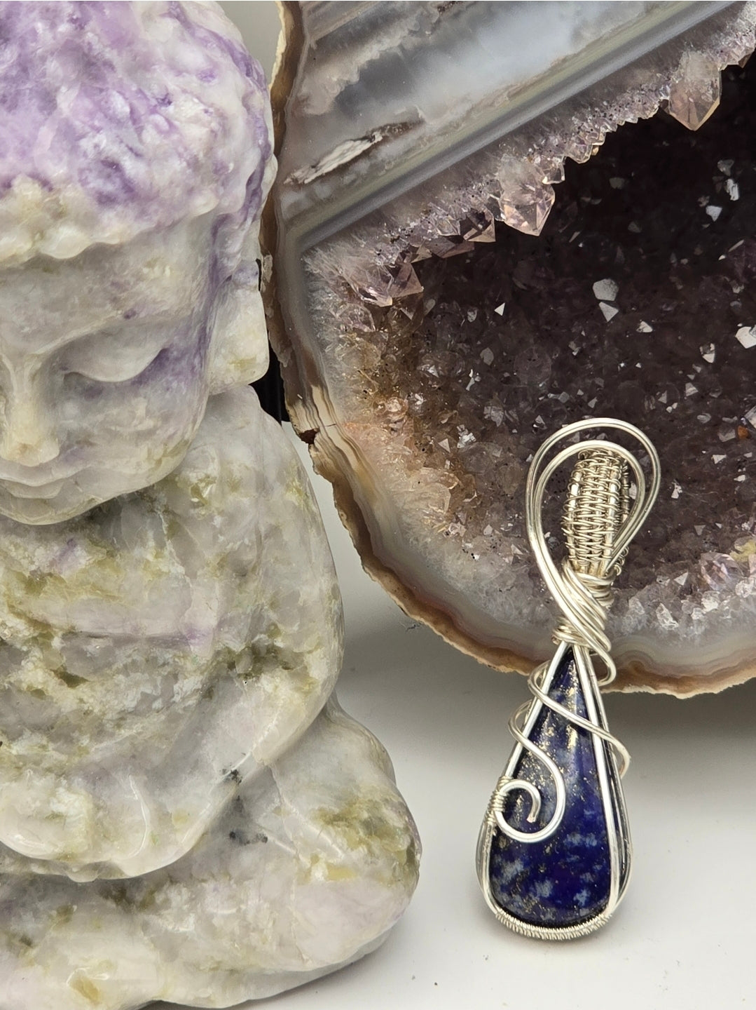 Lapis Celestine Drop Pendant