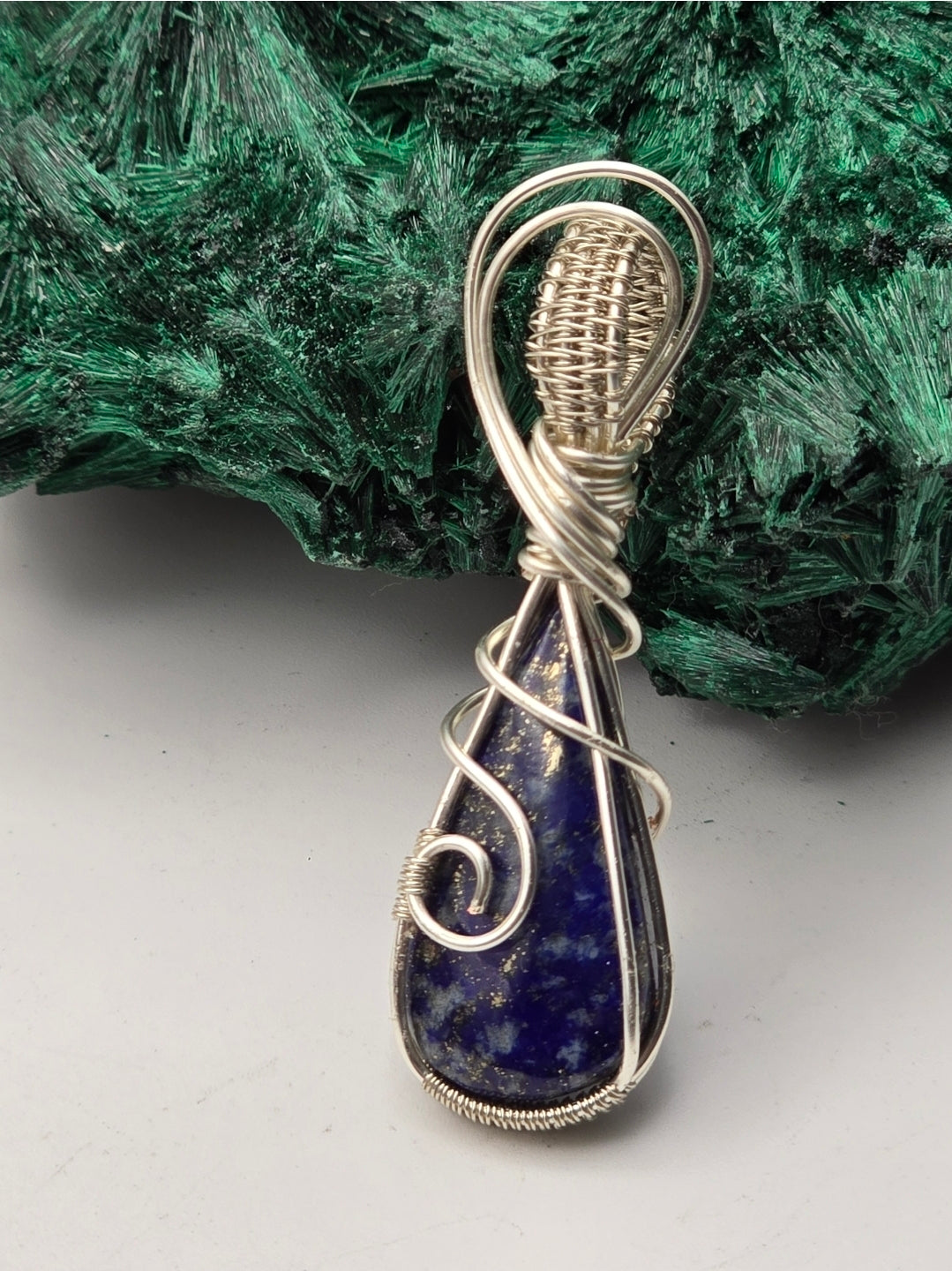 Lapis Celestine Drop Pendant