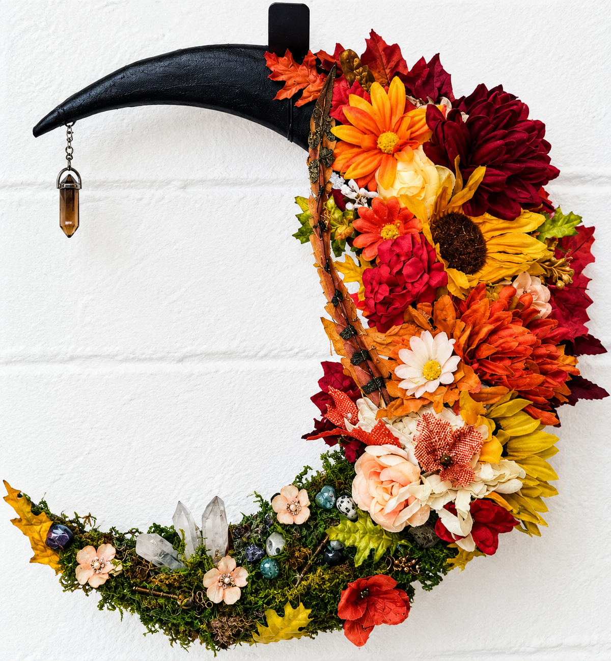 Autumn Fall Floral Vrescent Wreath