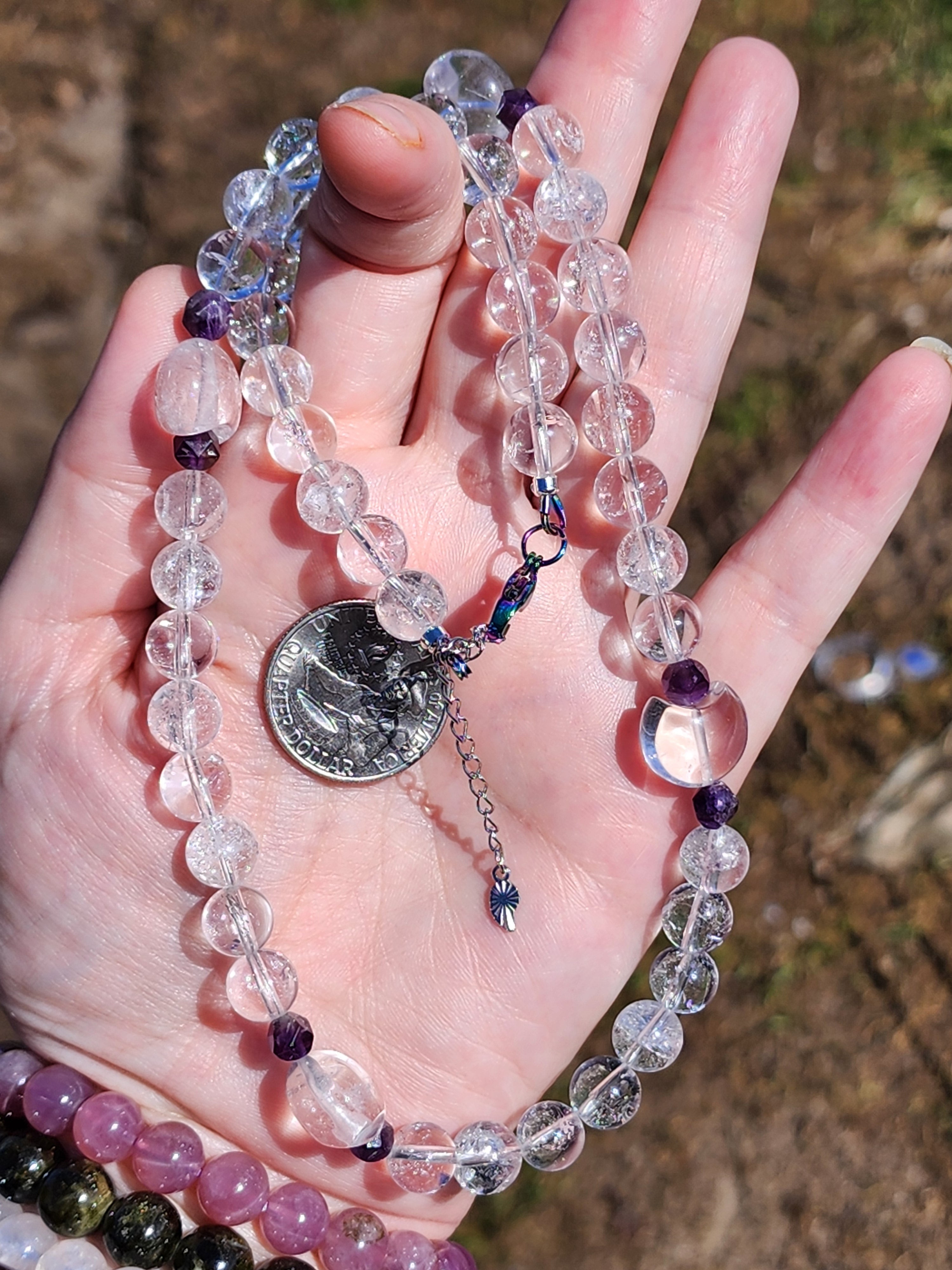 Clear azeztulite &amp; moon