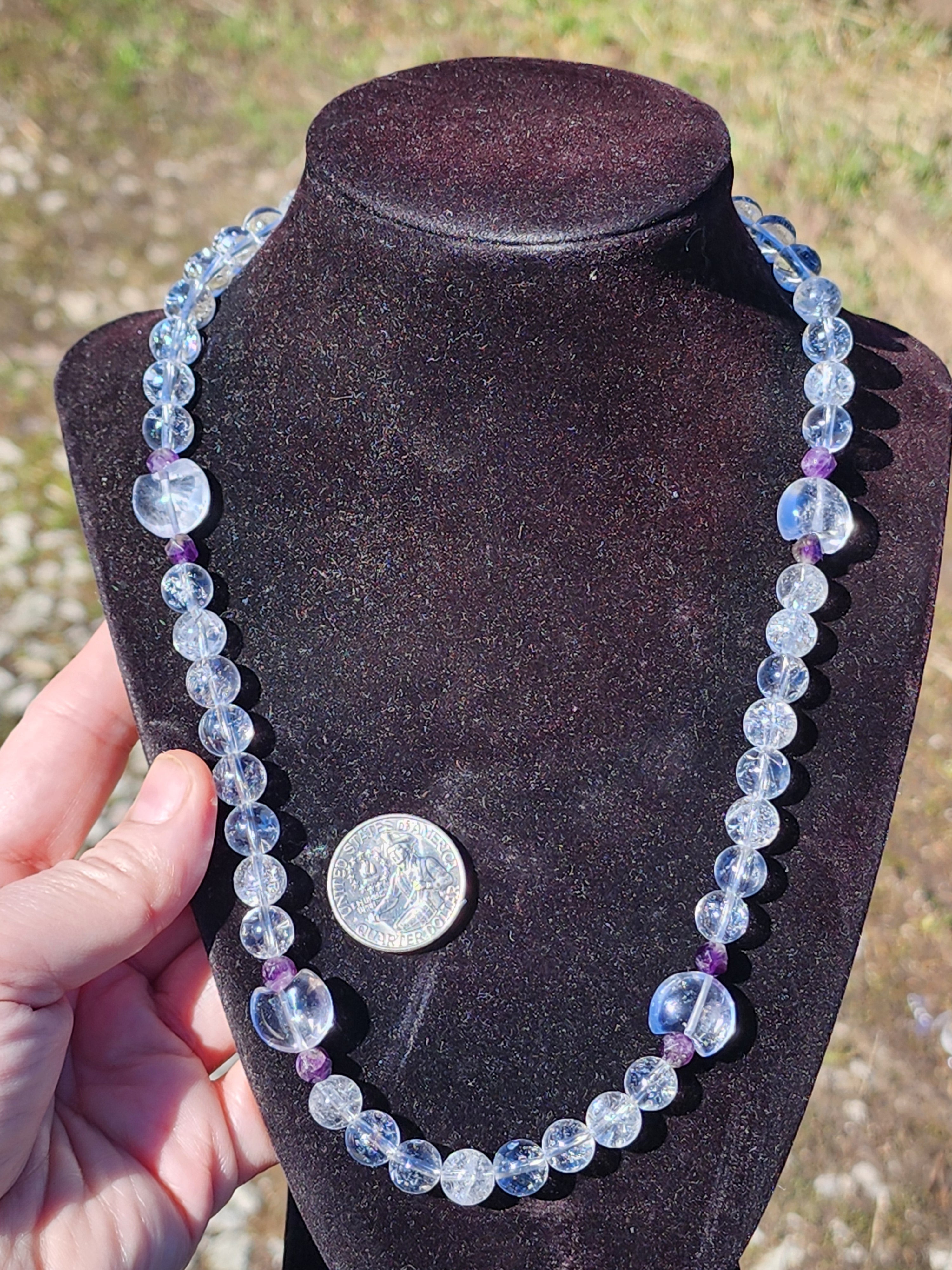 Clear azeztulite &amp; moon