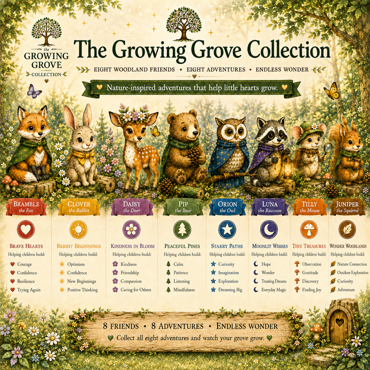 Moonlit Wishes Adventure Kit | Imagination Wonder Activity for Kids | Raccoon Companion Gift | Growing Grove Collection | Kids Nature Kit