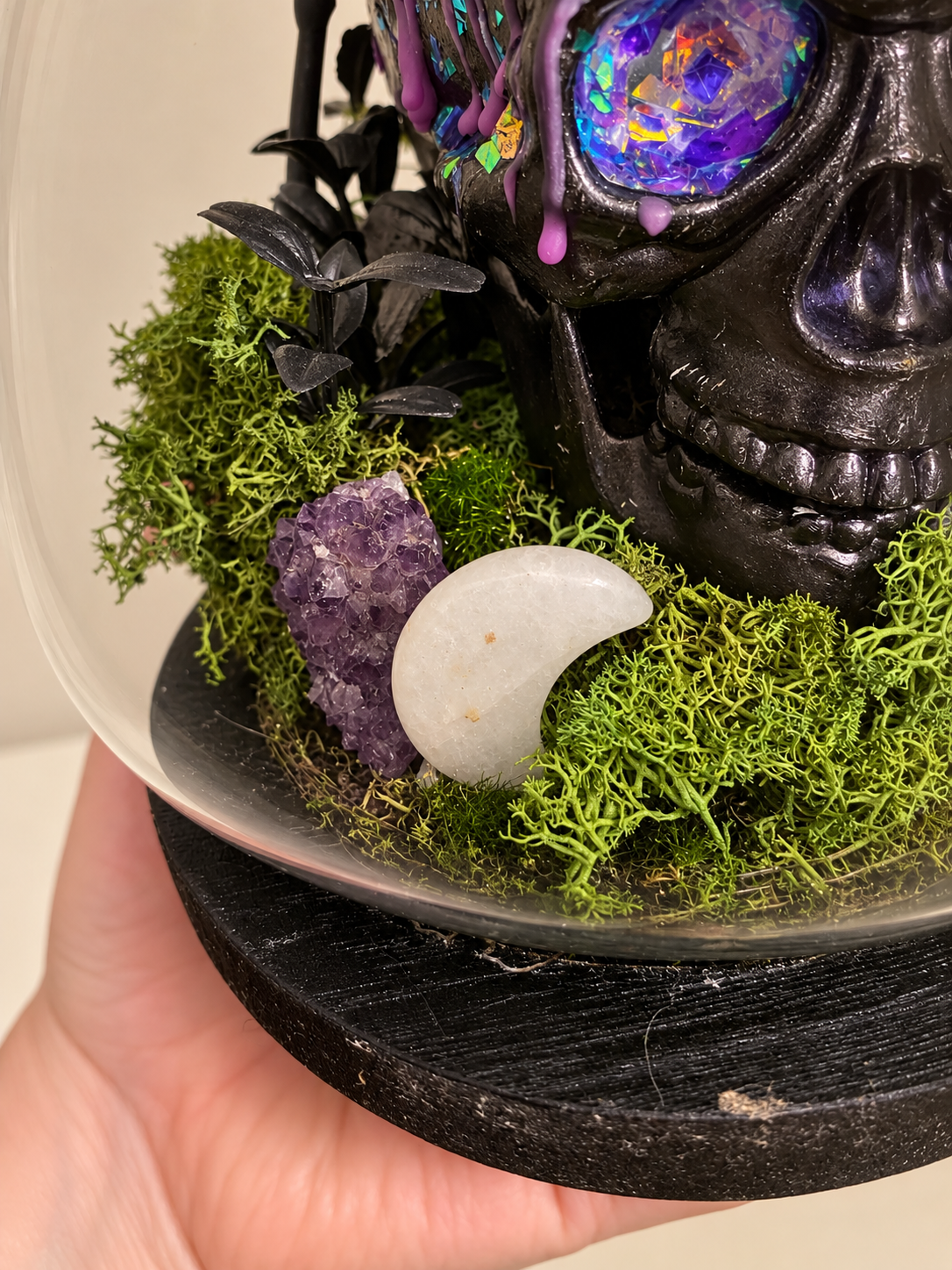 Purple witchy gothic skull cloche