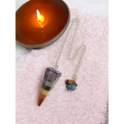 7 Layered Chakra Stone Hexagonal Pendulum – Energy Healing &amp; Spiritual Balance Tool