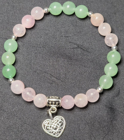 Green Aventurine and Rose Quartz with Heart