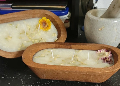 Three-Wick Intention Candle | Herb/Botanical + Crystal Infused