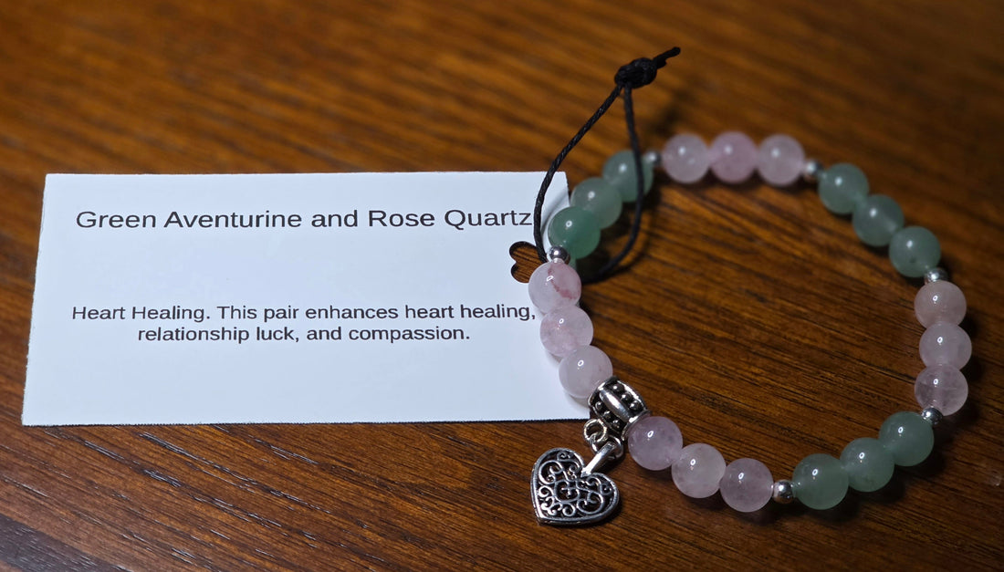 Green Aventurine and Rose Quartz with Heart