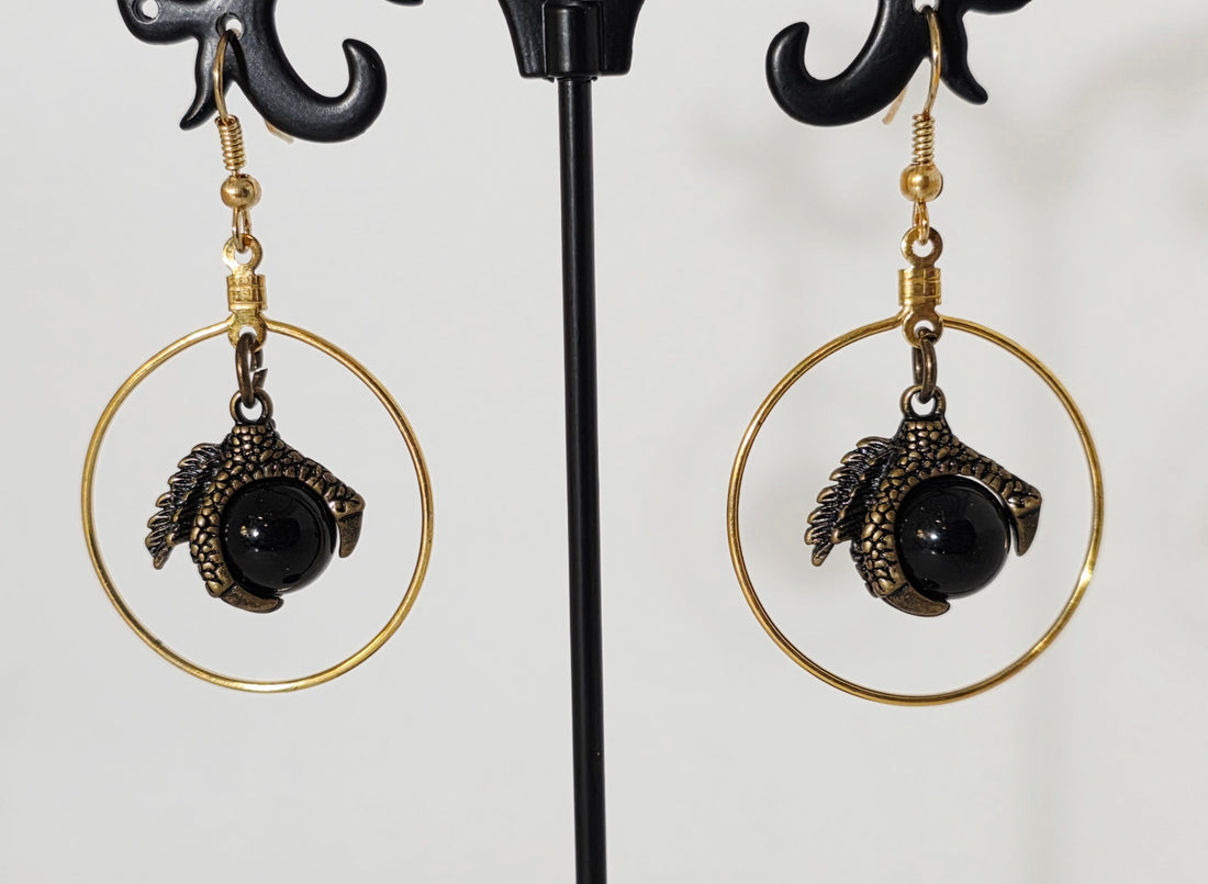 Dragon claw hoop earrings
