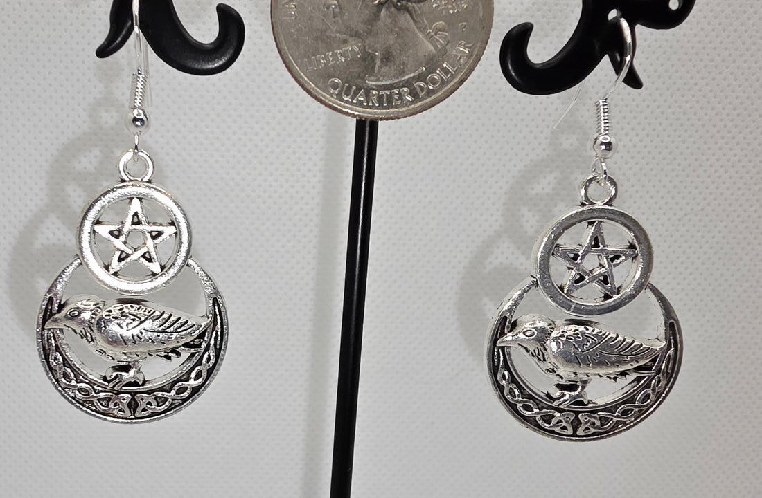 Mystical Silver Pentagram &amp; Raven Jewelry