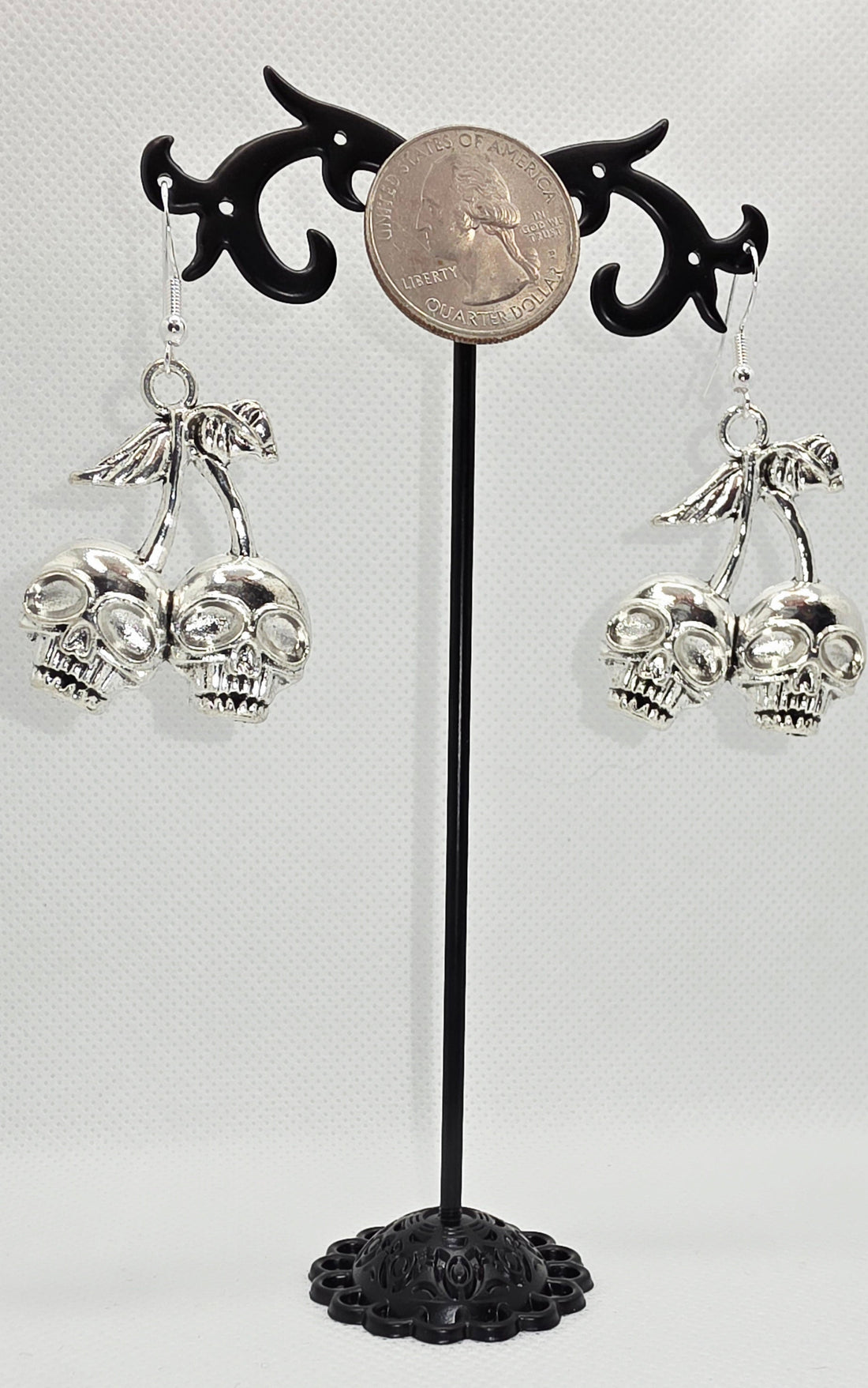 Gothic Cherry Skull Earrings