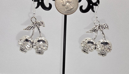 Gothic Cherry Skull Earrings