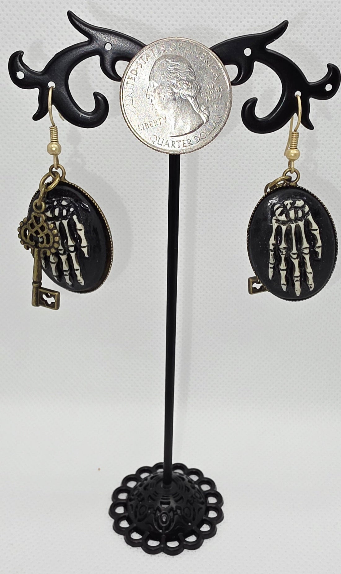 Gothic Skeleton Hand Cameo Earrings