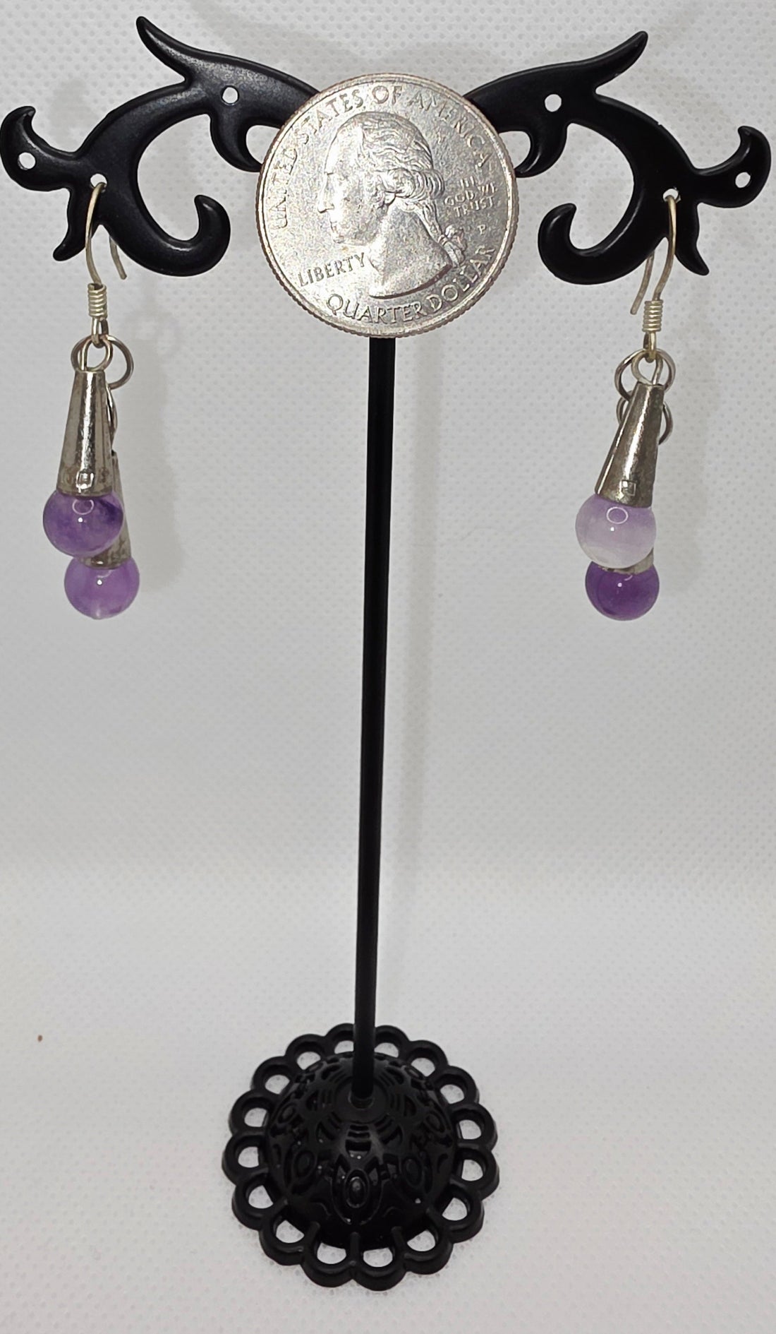 Mystical Silver &amp; Amethyst Drop Earrings