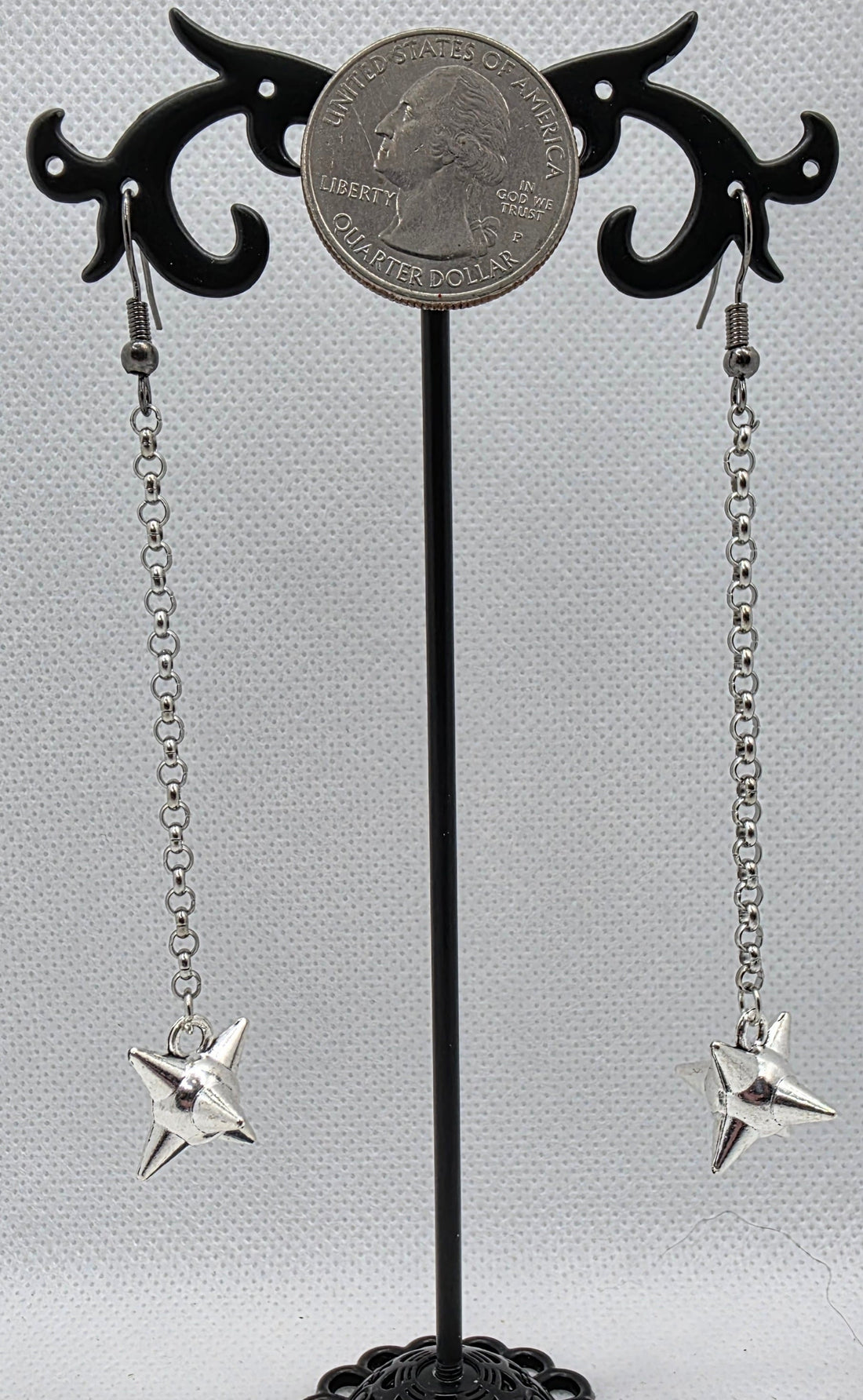 Silver Morningstar Weapon Earrings