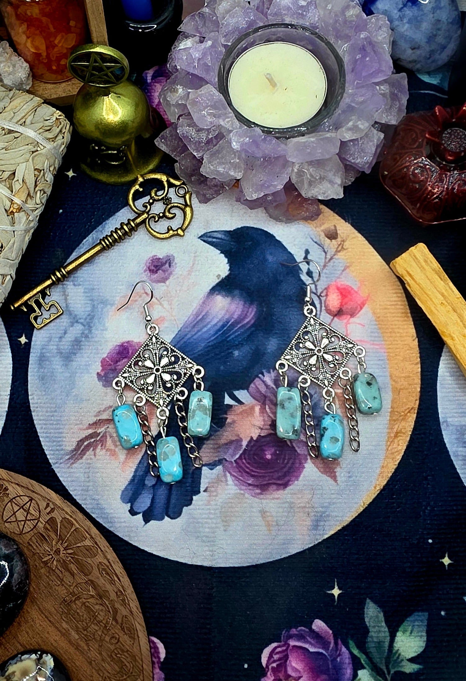 Amazonite and Silver Statement Earrings